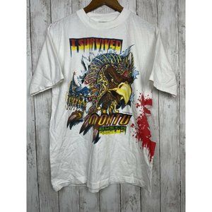 Vintage Busch Gardens Montu T Shirt Large 1996 Extremely Rare Eagle Claw Rib Rip